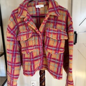 Lucca Women's Vibrant Plaid Teddy Jacket